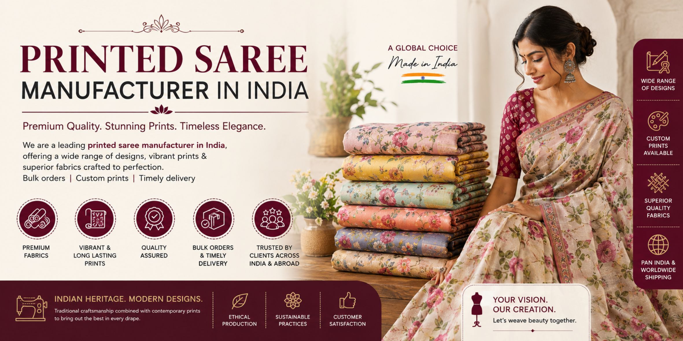 Printed Saree Manufacturer India for Global Fashion Retailers | Fashionexport