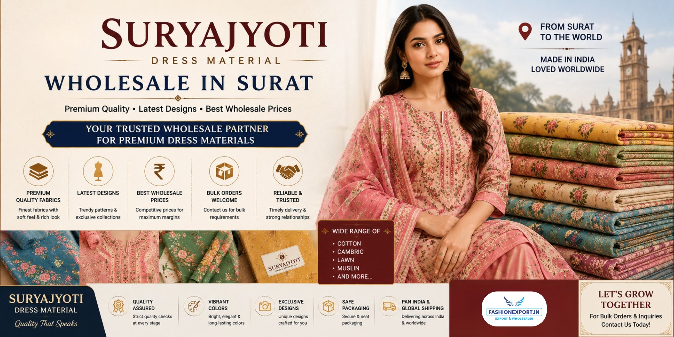 Suryajyoti Dress Material Wholesale in Surat | Fashionexport