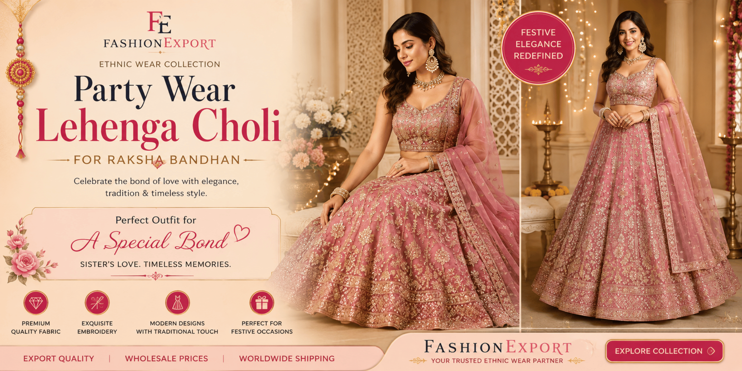 Party Wear Lehenga Choli for Raksha Bandhan | Fashionexport