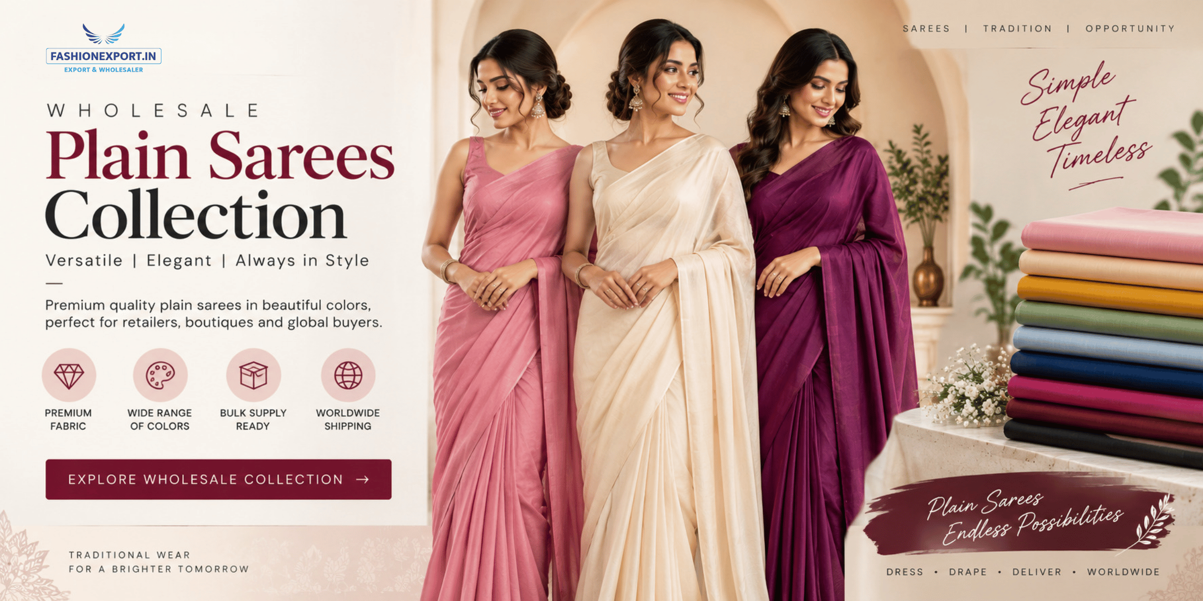 Wholesale Plain Sarees Collection | Indian Saree Supplier
