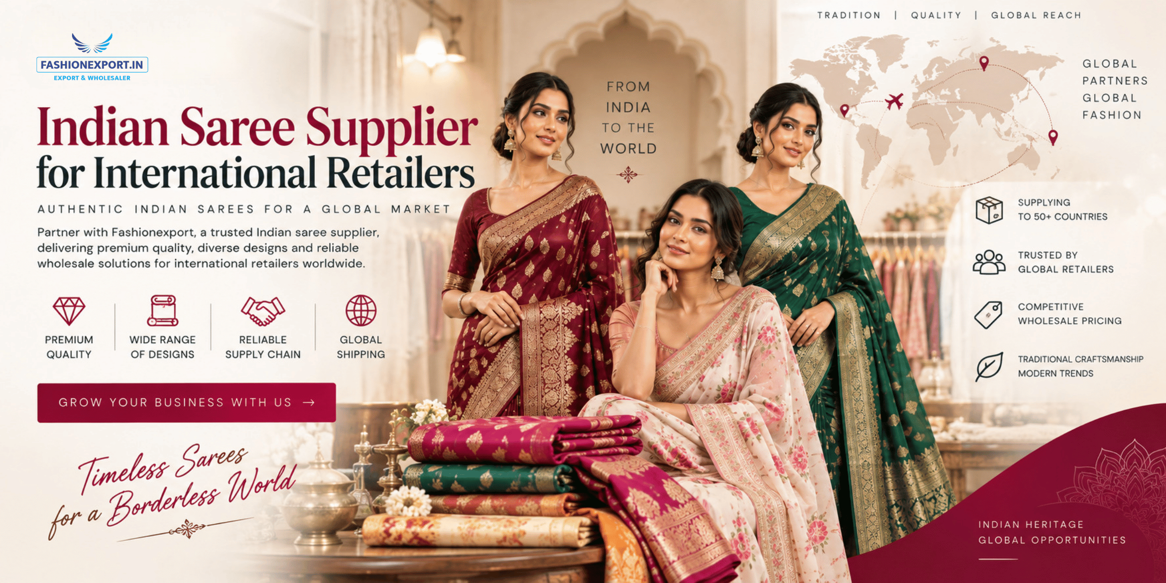 Indian Saree Supplier for International Retailers | Fashionexport