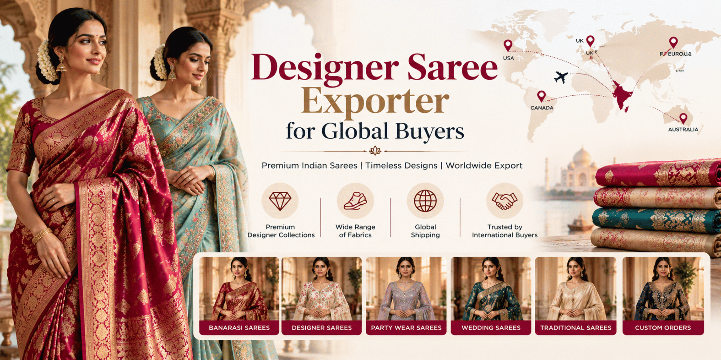 Designer Saree Exporter for Global Buyers | Fashionexport