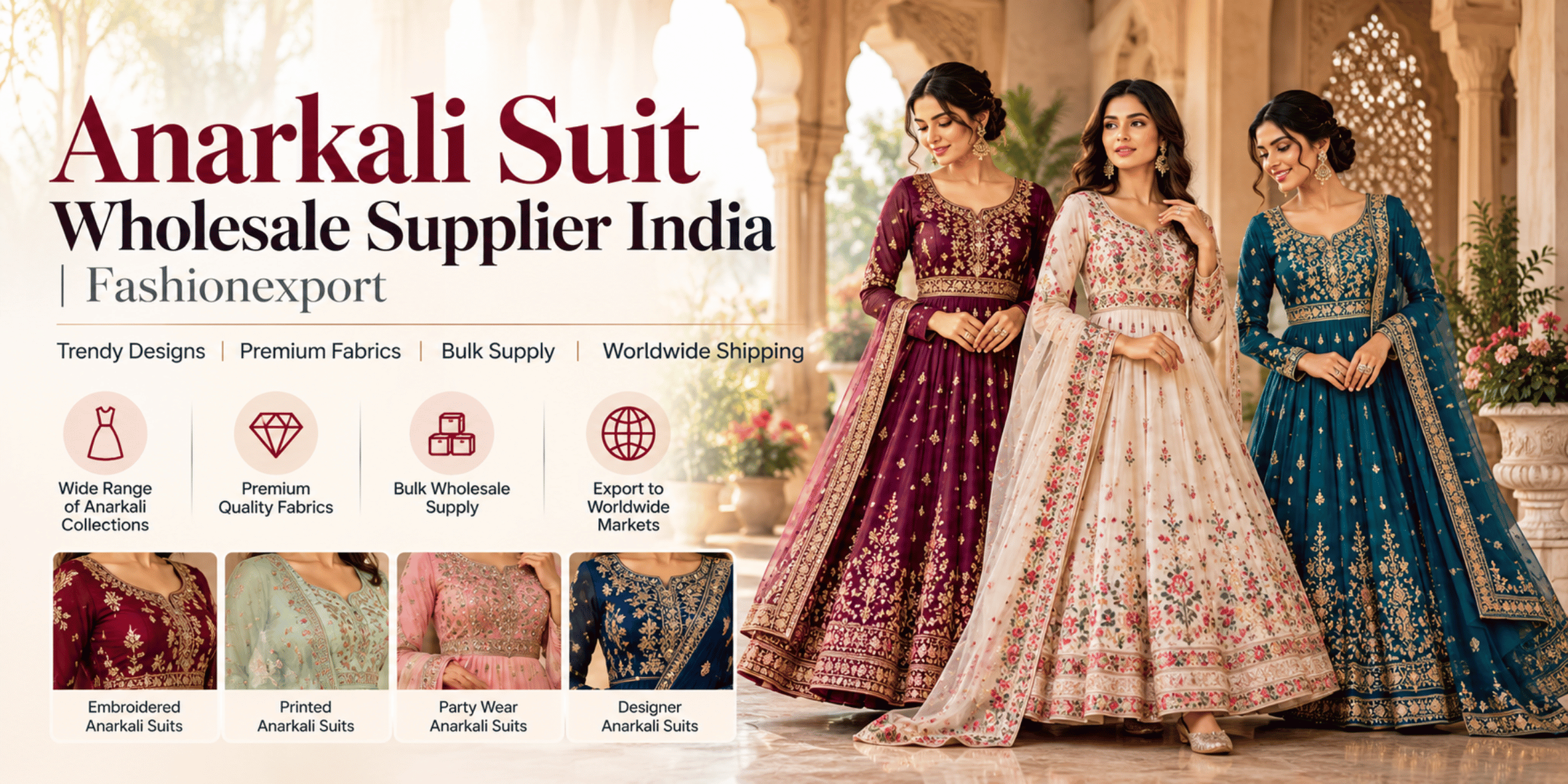 Anarkali Suit Wholesale Supplier India | Fashionexport