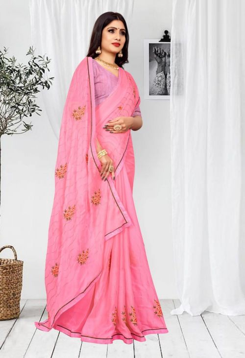 Ynf Rose Sequence Embroidery Worked Designer Saree
