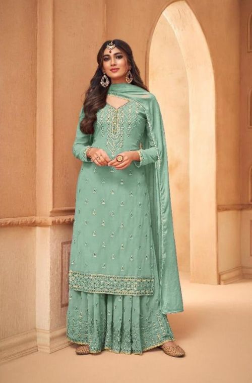 95001 Color A To E Heavy Georgette Designer Embroidery Suit Collection