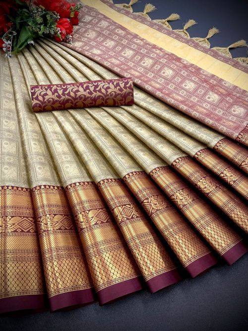 Aab Tapasi Mercerised Banarasi Copper Silk Saree Collection