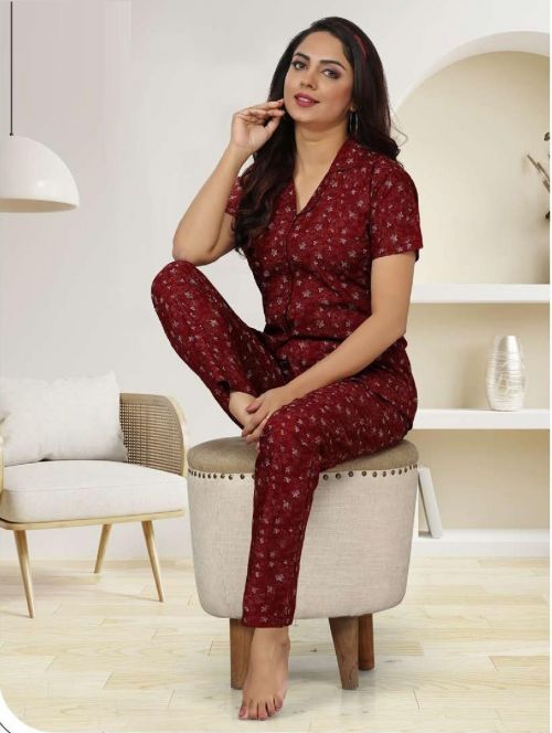 Summer Special Vol 280 Rayon Collar Printed Night Suits