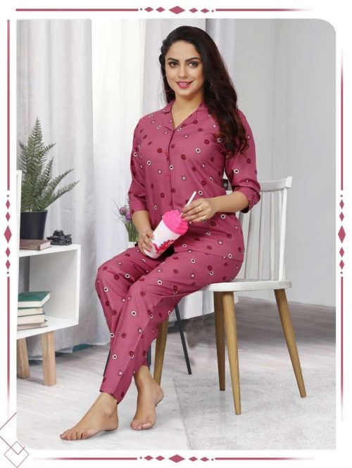 Summer Special Vol 279 Rayon Collar Printed Night Suits