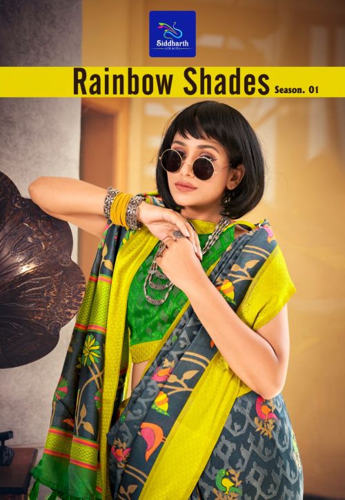 Rainbow Shades Season Vol 1 Siddharth Printed Casual Brasso Saree Collection