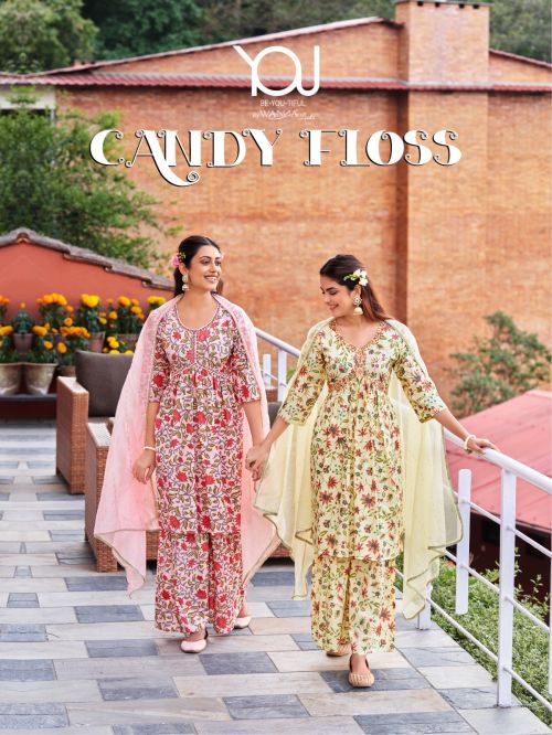 Wanna CandyFloss Cotton Embroidery Alia Cut Designer Kurti Bottom With Dupatta