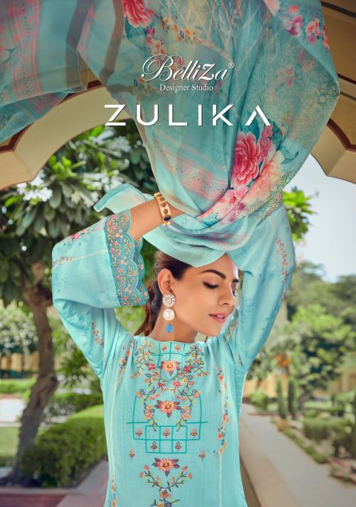 Belliza Zulika Jam Cotton Embroidery Printed Designer Dress Material