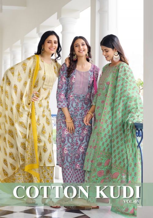 Radhika Cotton Kudi Vol 5 Designer Kurti With Bottom Dupatta Collection
