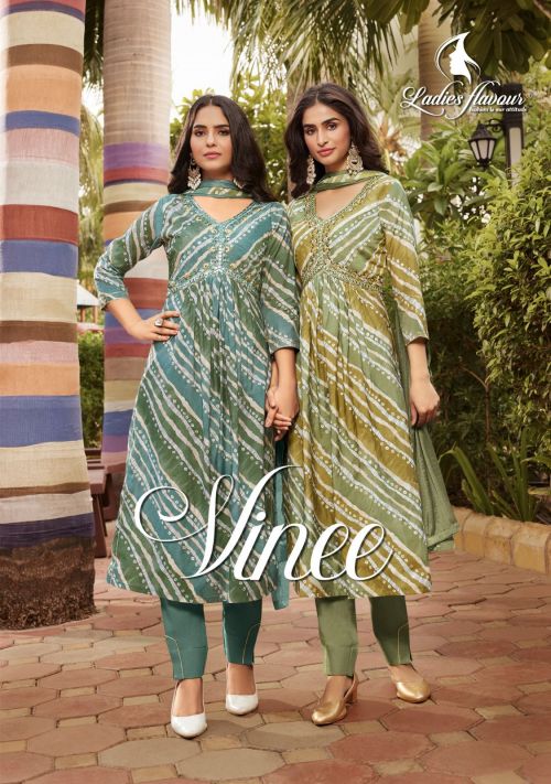 Ladies Flavour Vinee Alia Cut Embroidery Kurti Pant With Dupatta Set