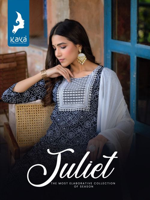 Kaya Juliet Printed Rayon Kurti Pant With Dupatta Collection Set
