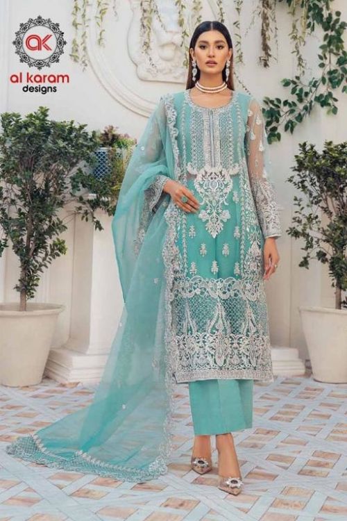Al Karam 7786 Organza Pakistani Embroidery Salwar Suits Collection
