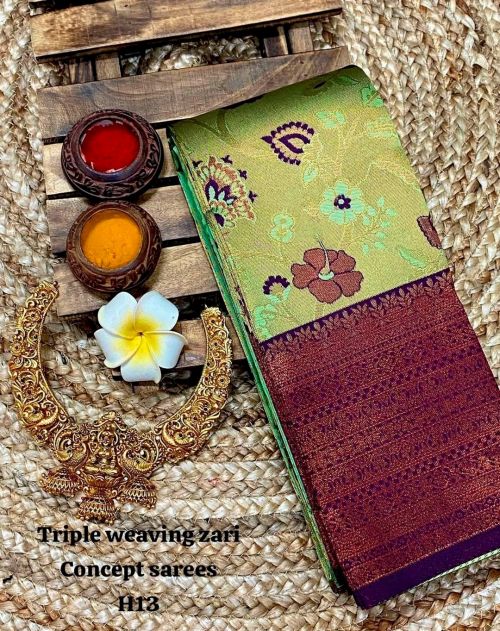Tissue Triple Weave 2 Banarasi Tissue Silk Saree Collection