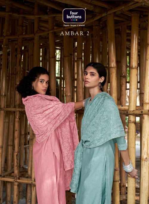 Four Buttons Ambar 2 Designer Embroidery Kurti Pant With Dupatta Collection