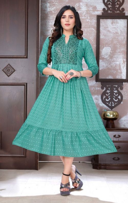 Beauty Queen 1st Eddition Rayon Designer Embroidery Long Kurti Collection