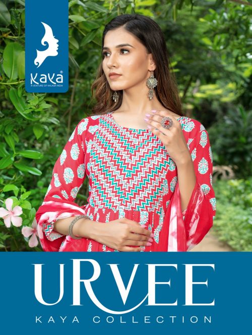 Kaya Urvee Rayon Print Festive Wear Kurti Pant With Dupatta Collection