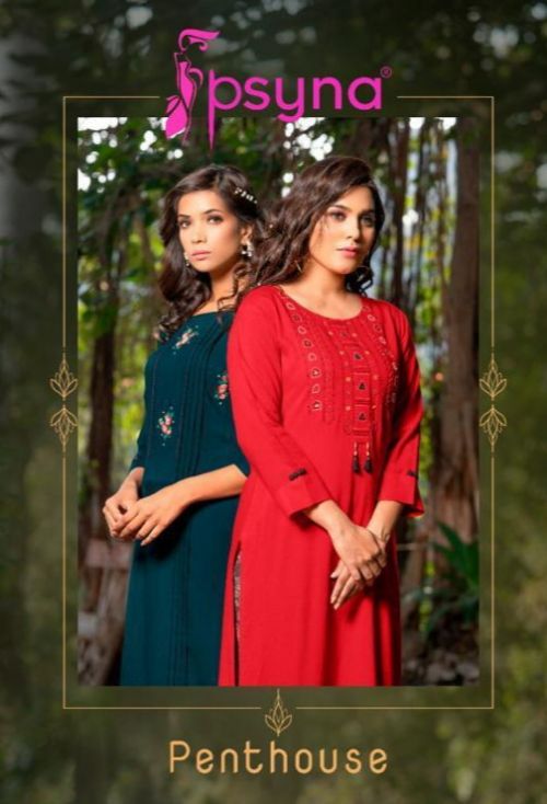 Psyna Pent house rayon Casual Wear kurti with bottom Collection