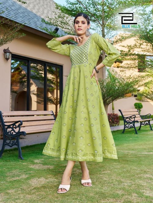 Blue Hills Zest Rayon Anarkali Long Gown Style Plus Size Kurtis Collection