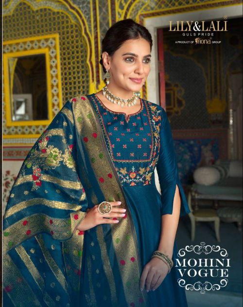 Lily And Lali Mohini Vogue Bemberg Designer Silk Gown With Dupatta Collection