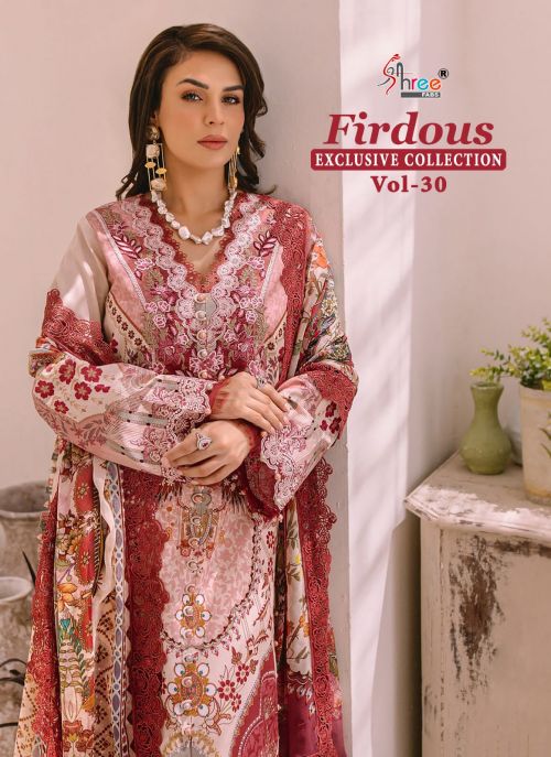 Shree Firdouse Exclusive Collection 30 Lawn Cotton Dupatta Pakistani Suits Collection