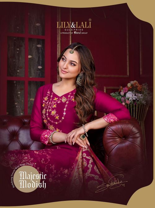 Lily And lali Majestic Modish Embroidery Designer Kurti Bottom With Dupatta Collection