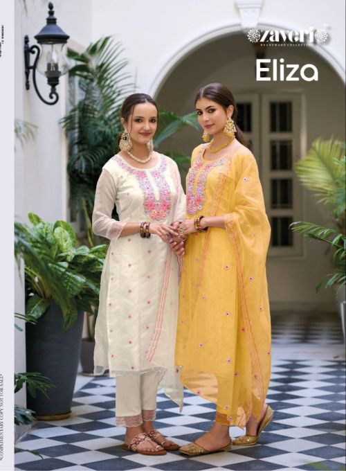 Zaveri Eliza Heavy Khatali Work Designer Kurti Bottom With Dupatta