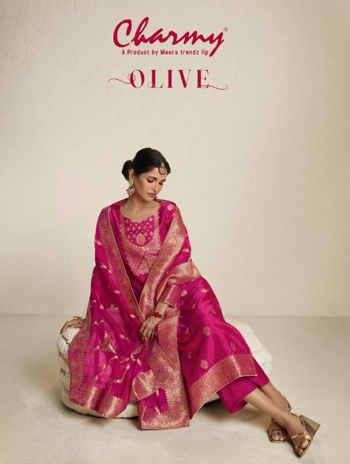 Zisa Charmy Olive Jacquard Silk Designer Salwar Kameez Collection