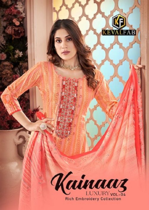 Keval Kainaaz Luxury Vol 4 Rich Printed Embroidery Dress Material Collection