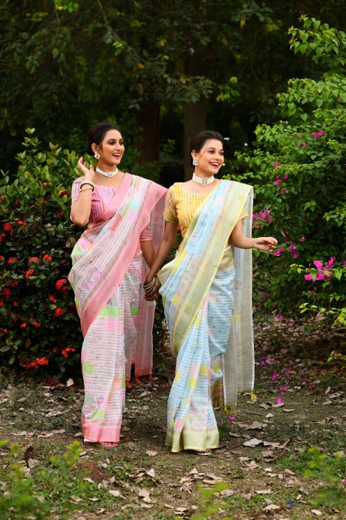 Sc Ws Manisha Fancy Causal Wear Linen Saree Collection