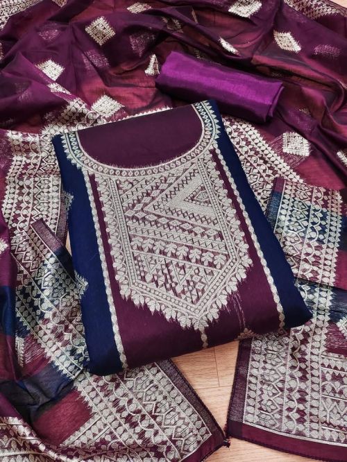 Buy Violet Glace Cotton Daily Wear Embroidery Work Churidar Suit Online  From Wholesale Salwar.