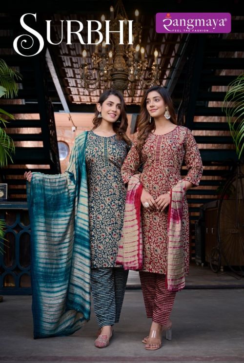 Rangmaya Surbhi Trending Modal Print Kurti Pant With Dupatta Collection