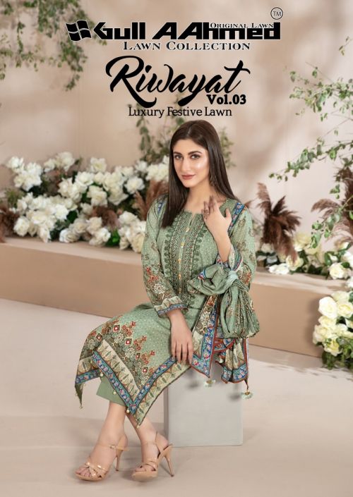 Gull A Ahmed Riwayat Vol 3 karachi Cotton Dress Material