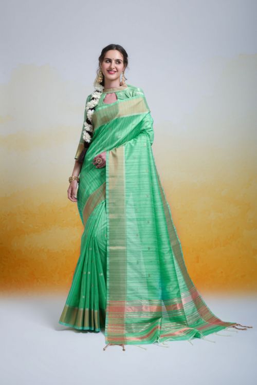 Sc Ws Mitali Butti Tussar Silk Plain Saree Collection