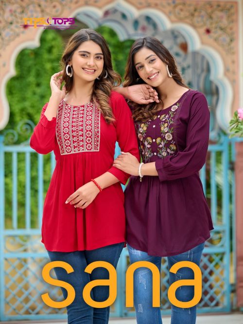 Tips And Tops Sana Rayon Fancy Short Top Collection