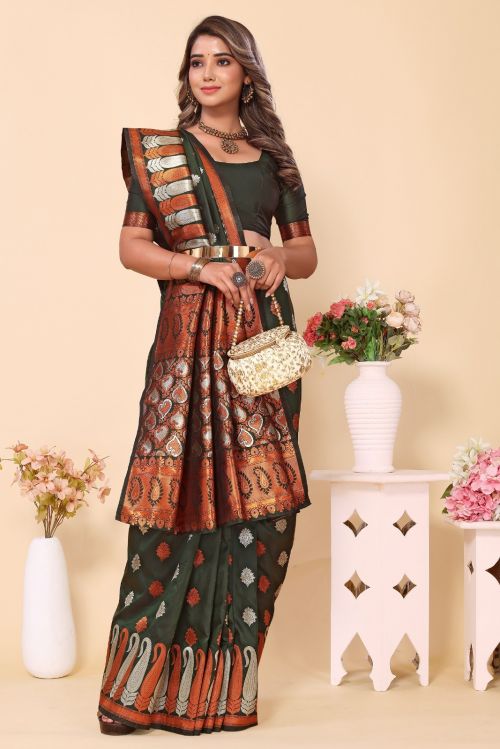 Meera 181 Jari Weaving Banarasi Silk Saree Collection