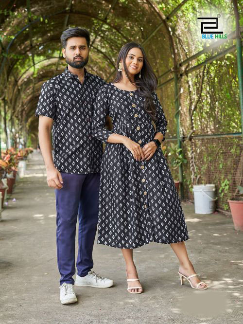 Blue Hills Trendy Couple 2.0 Cotton Printed Shirt And Kurti Collection