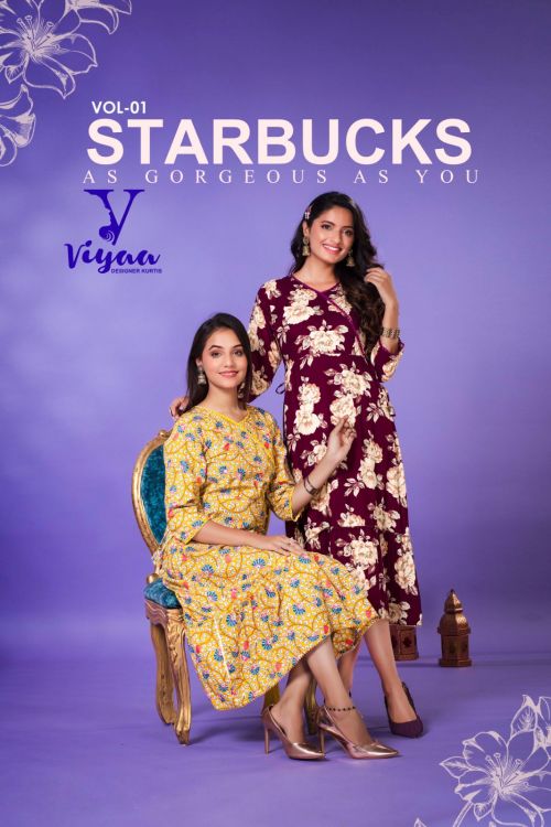 Viyaa Starbucks Vol 1 Rayon Fancy Anarkali Kurti Collection