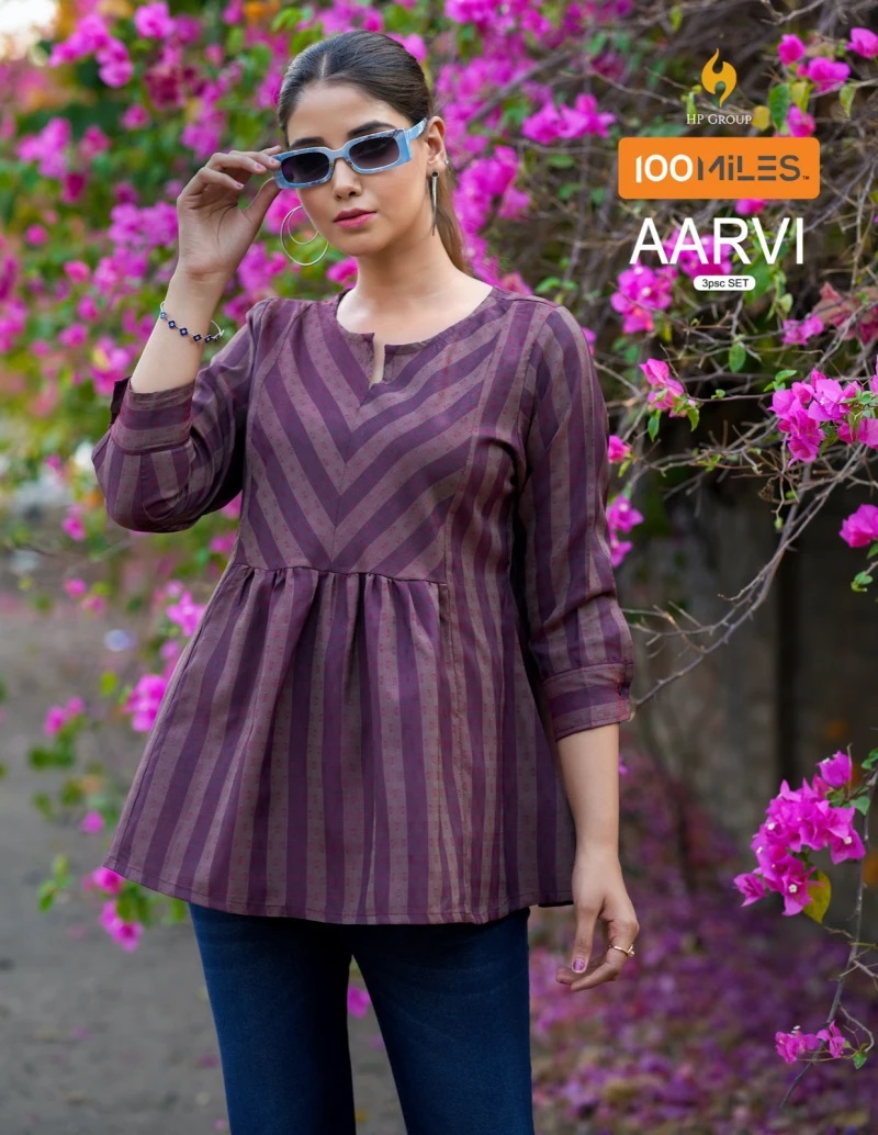 100 Miles Aarvi Fancy Stylish Cotton Short Top Collection