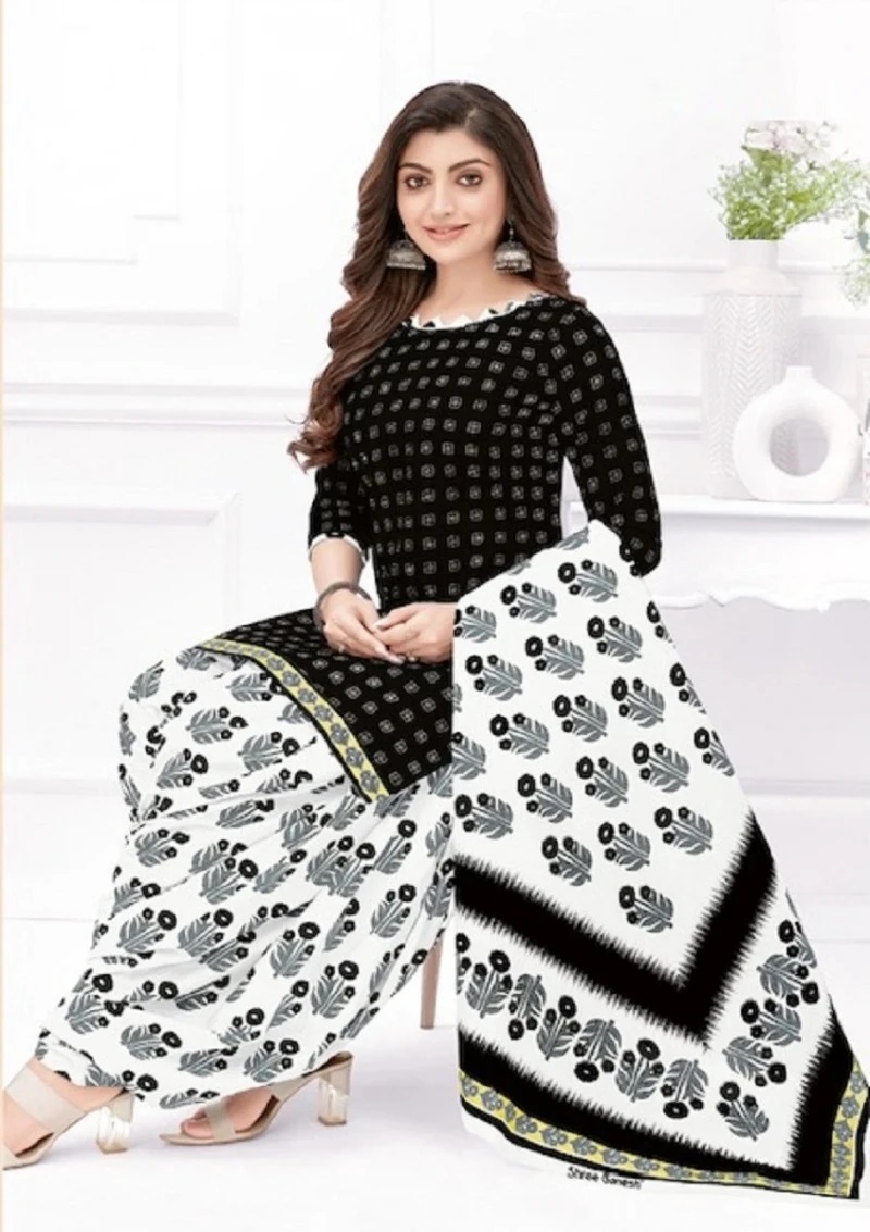 Shree Ganesh White And Black Vol 2 Patiyala Cotton Dress Material