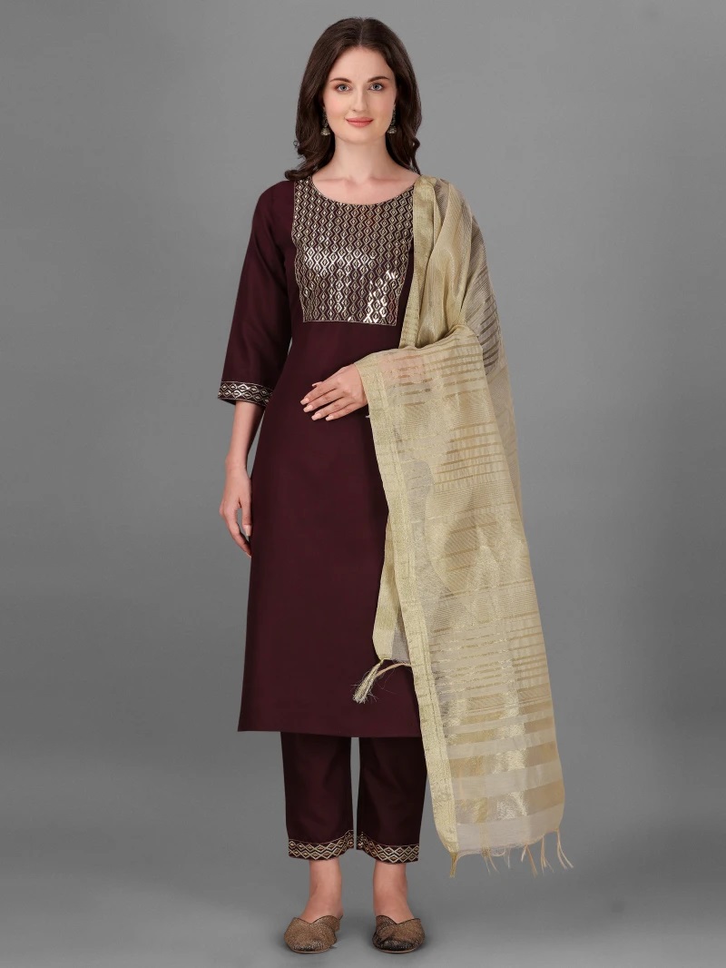 Dhruvi 83 Ethnic Wear Cotton Kurti Pant With Dupatta Collection