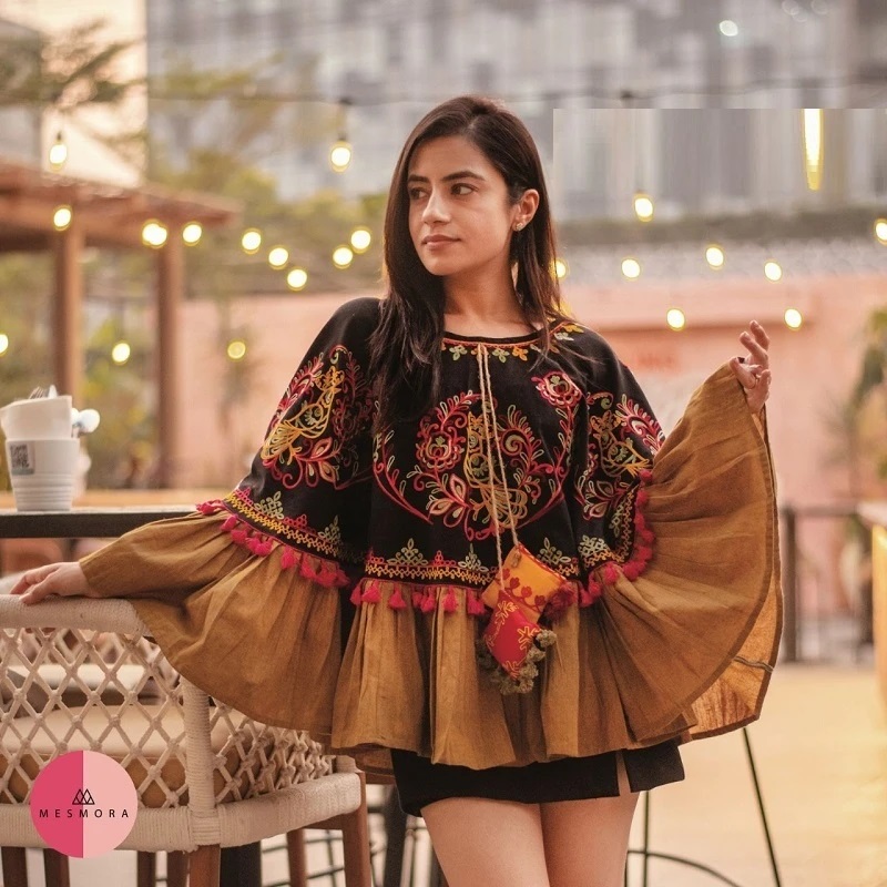 Poncho 1216 Embroidery Khadi Western Stylish Top Collection