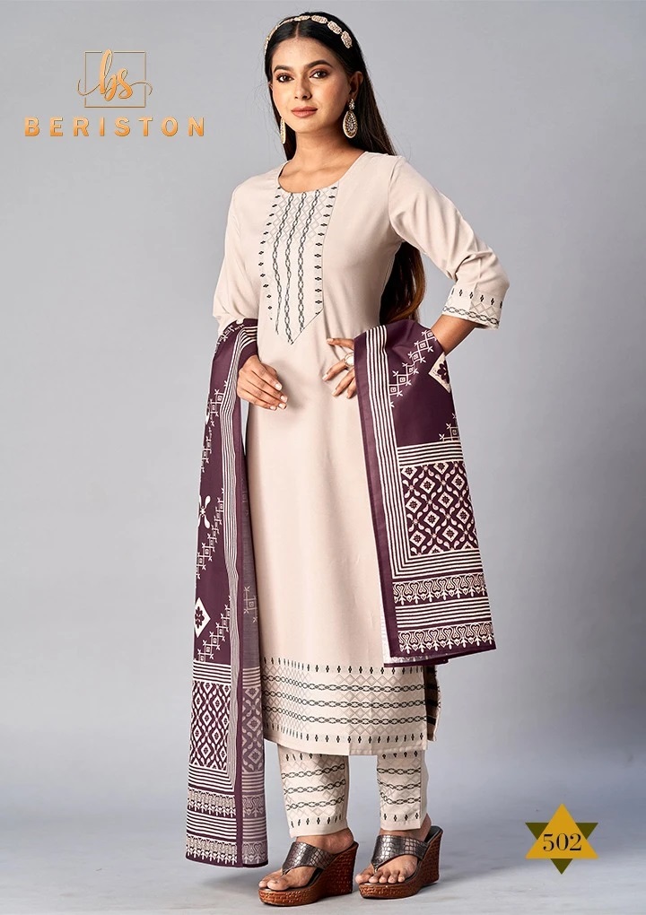 Beriston Bs Vol 5 Cotton Party Wear Kurti Pant With Dupatta Collection