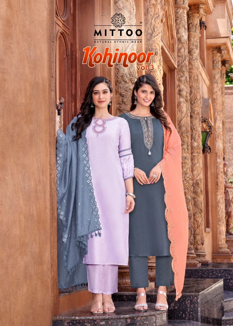 Mittoo Kohinoor Vol 3 Embroided Top Bottom With Dupatta Collection