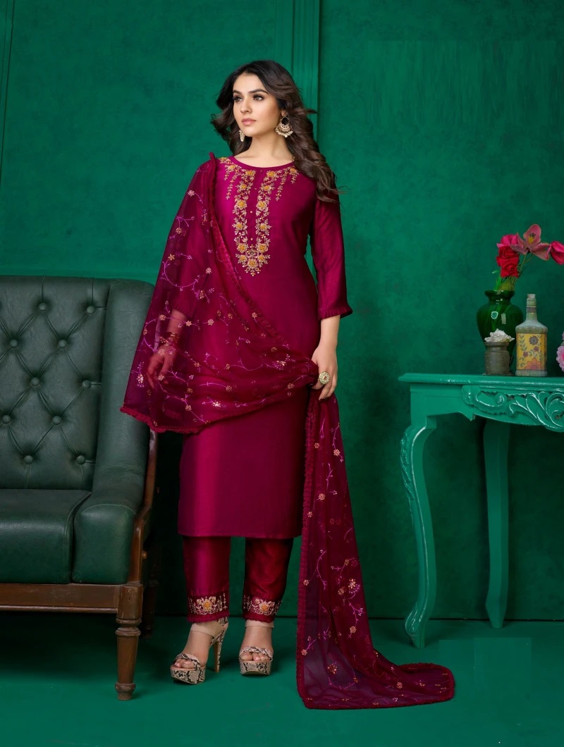 Lily And Lali Maria 9 Vol 3 Silk Handwork Kurti Bottom With Dupatta Collection