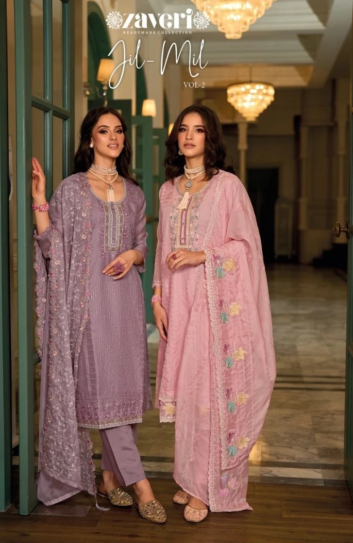 Zaveri Jil Mil Vol 2 Emboidery Designer Kurti Pant With Dupatta Collection