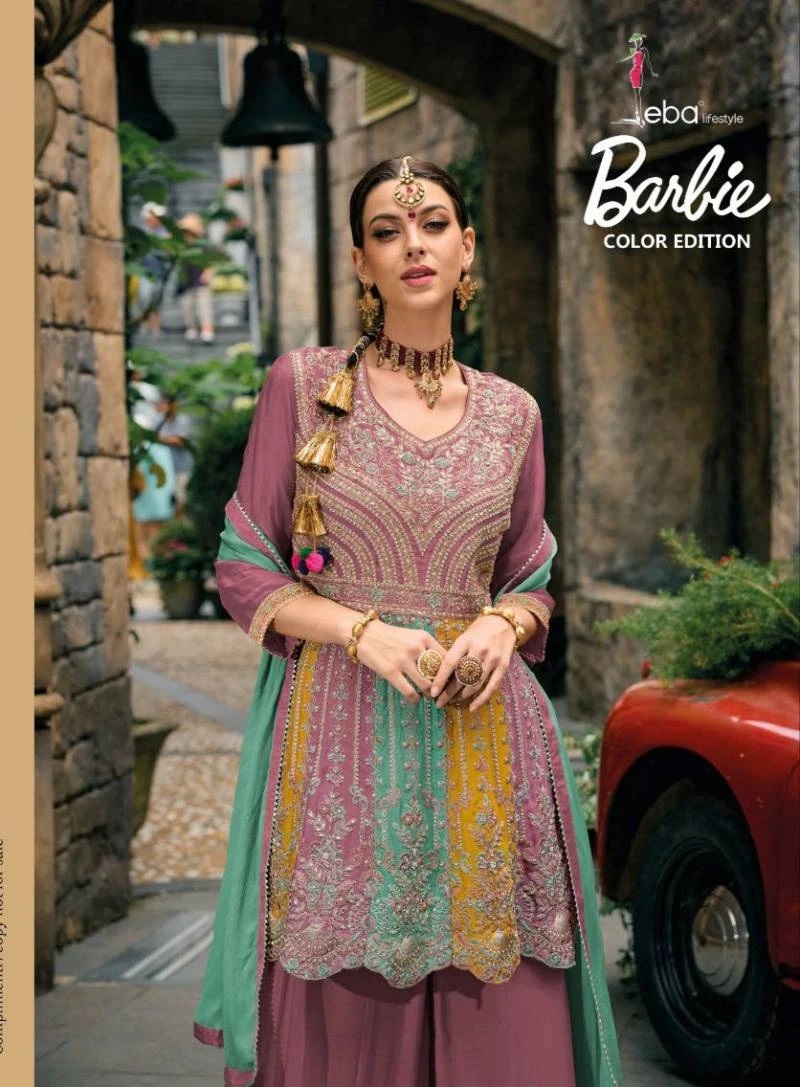 Eba Barbie Color Embroidery Work Designer Salwar Suit Collection