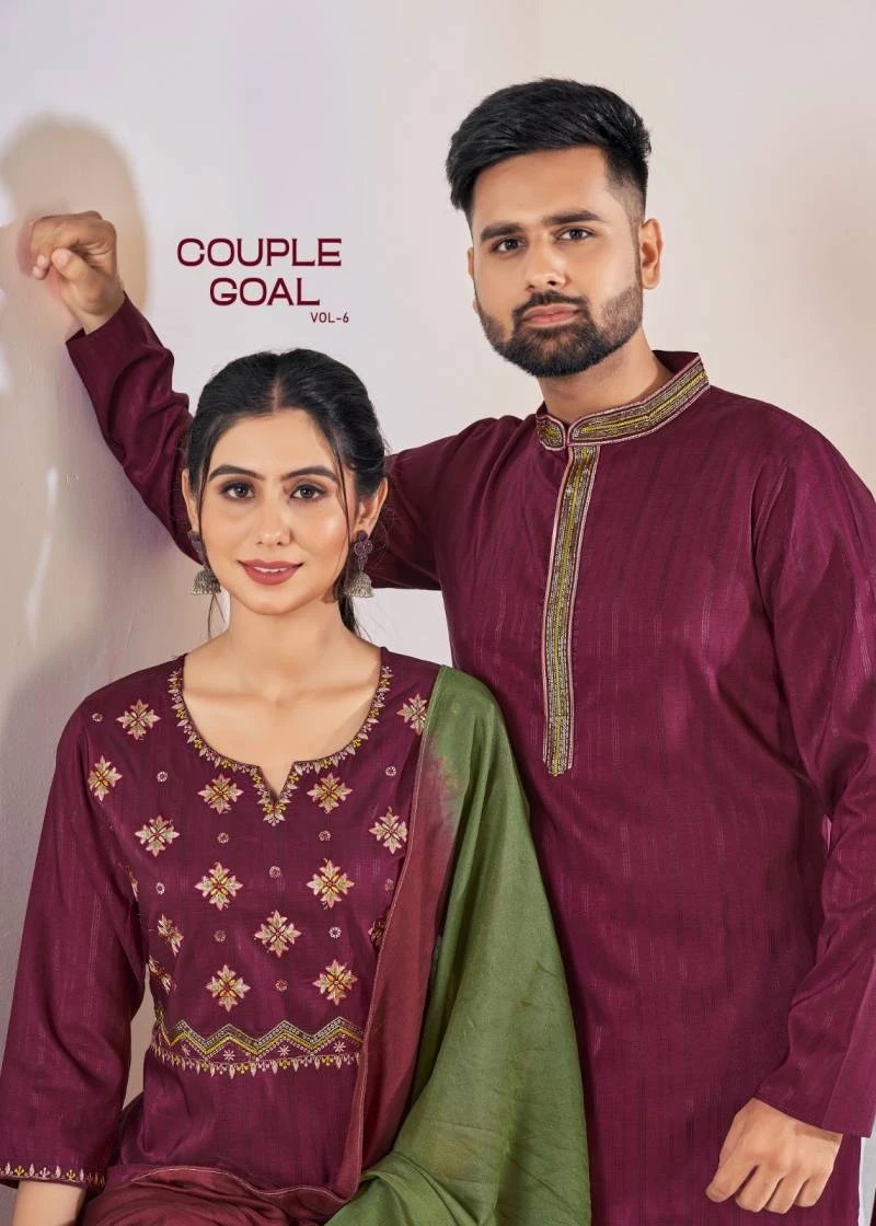 Banwery Couple Goal V 06 Viscose Embroidery Couple Combo Collection